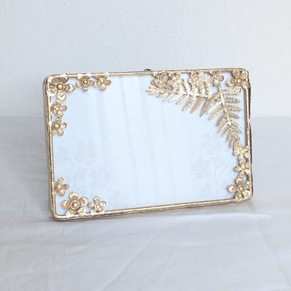 NEW Anthropologie Hollywood Gold Botanical Fern Floral Metal 4x6 Picture Frame